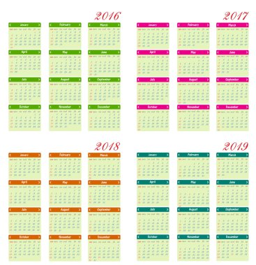 Takvim 2016 mutlu yeni yıl vektör çizim