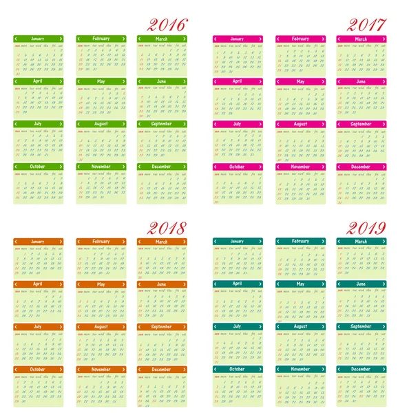 Calendario 2016 feliz año nuevo vector ilustración — Archivo Imágenes Vectoriales