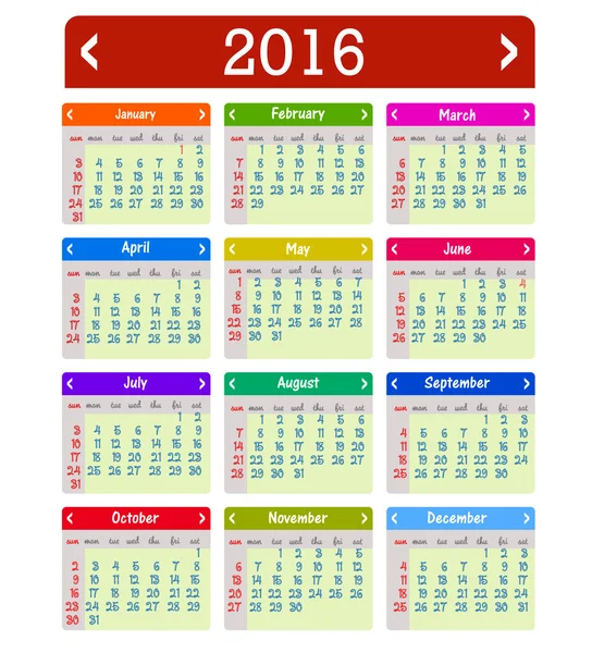 Takvim 2016 mutlu yeni yıl vektör çizim — Stok Vektör