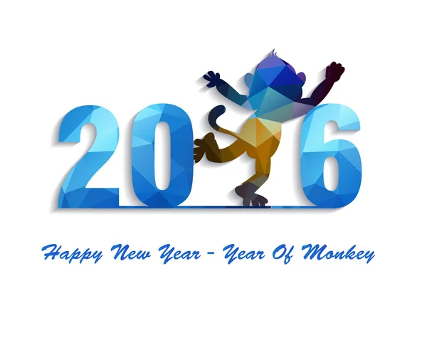 Frohes neues Jahr 2016 Grußkarte stilisiertes Dreieck polygonales Modell. Jahr des Affen — Stockvektor