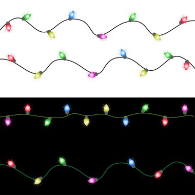 Renkli parlak Noel ışıkları ile mutlu Noeller