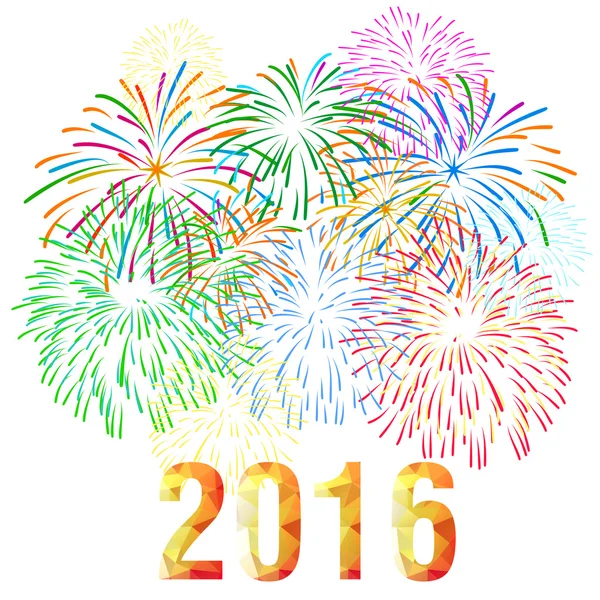 Feliz Año Nuevo 2016 con fondo de fuegos artificiales — Archivo Imágenes Vectoriales