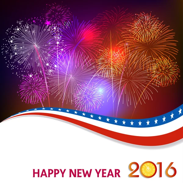 Frohes neues Jahr 2016 mit Feuerwerk Hintergrund — Stockvektor