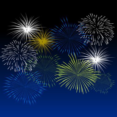 Havai fişek gösterisi için yeni yıl ve tüm kutlama vektör çizim