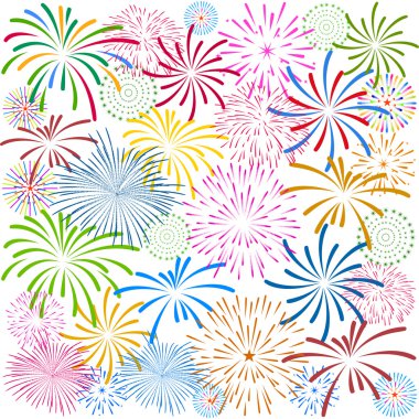 Havai fişek gösterisi için yeni yıl ve tüm kutlama vektör çizim