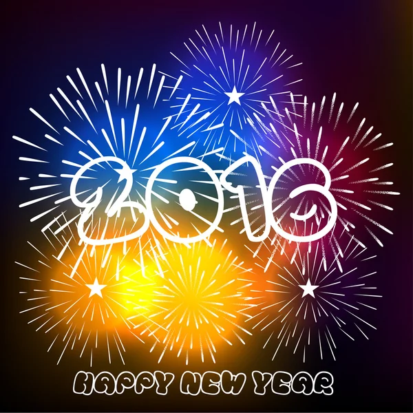 Bonne année 2016 avec fond de feux d'artifice — Image vectorielle