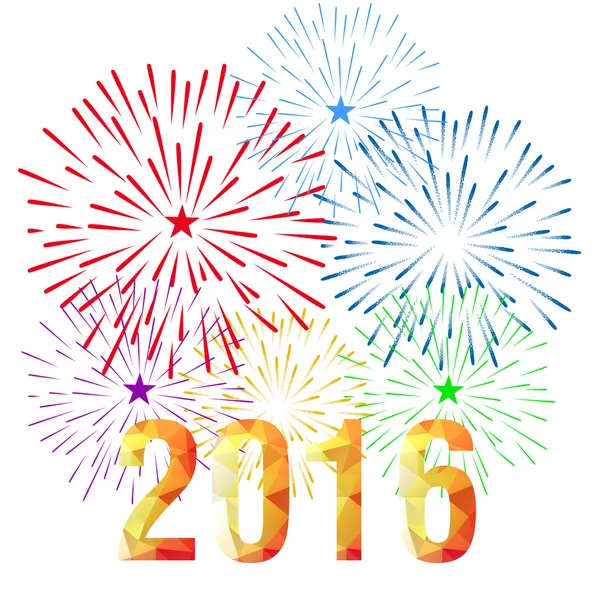 Ευτυχισμένο το νέο έτος 2016 με πυροτεχνήματα φόντο — Διανυσματικό Αρχείο