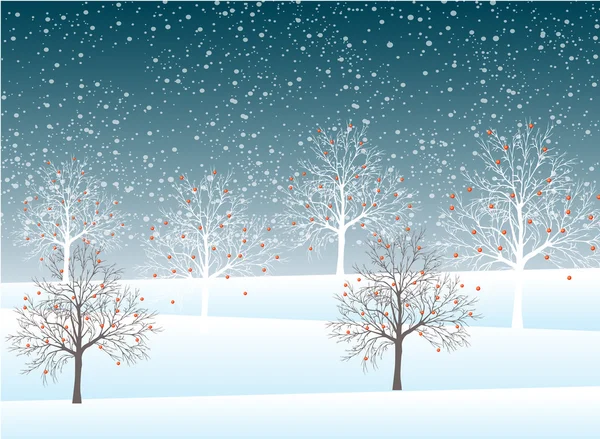 Holiday winter christmas  landscape background with tree — Stock Vector