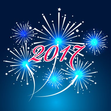 Mutlu yeni yıl havai fişek 2017 tatil arka plan tasarım