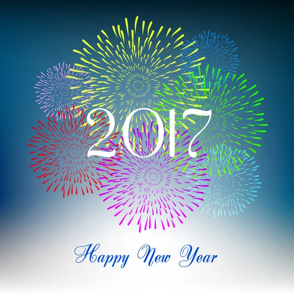 Happy new year fireworks 2017 holiday background design — Stock Vector