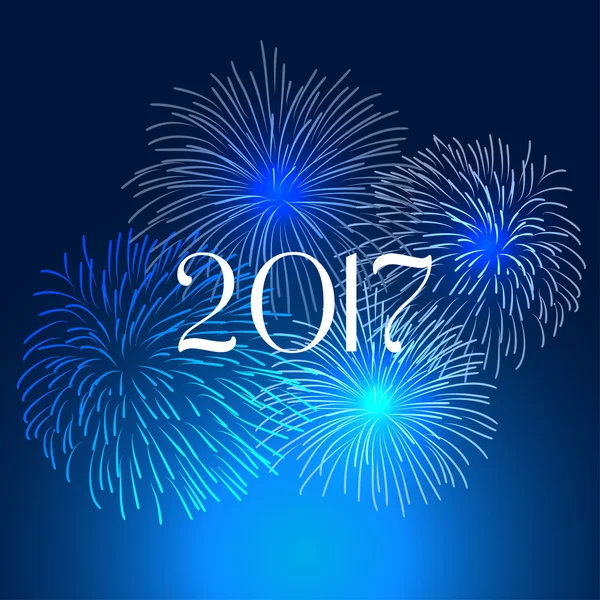 Happy new year fireworks 2017 holiday background design — Stock Vector