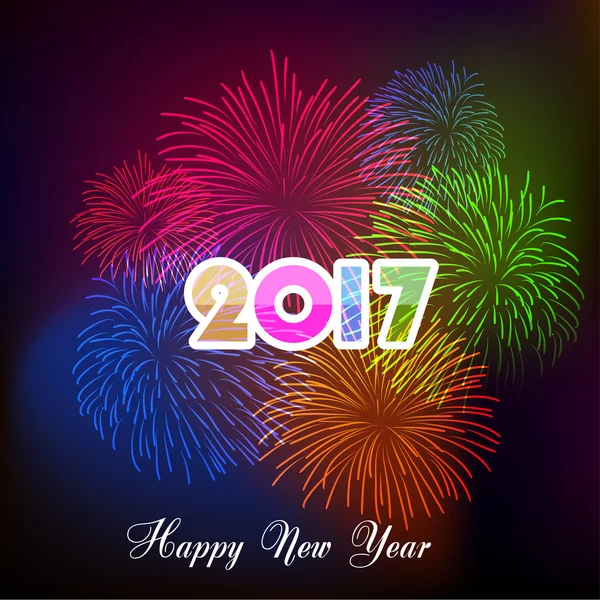 Happy new year fireworks 2017 holiday background design — Stock Vector