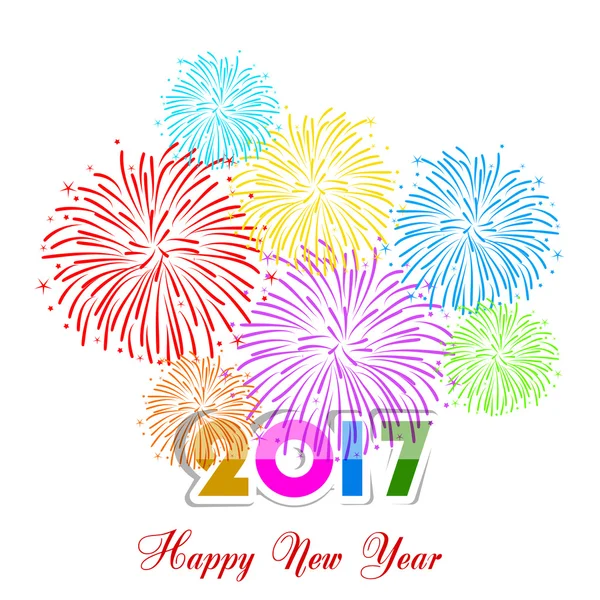 Happy new year fireworks 2017 holiday background design — Stock Vector