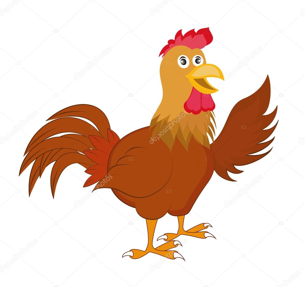 Cartoon rooster. Isolated object for design element