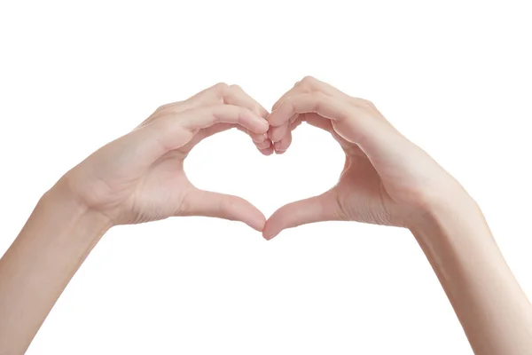 Female Hands White Background Gesture Shape Heart Stock Image
