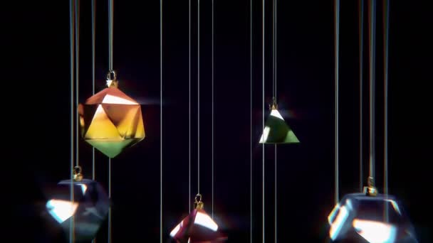 Geleneksel bir grup rengarenk Noel mücevherinin animasyonu — Stok video