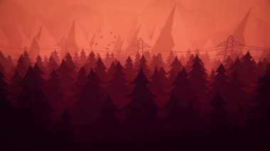 Sunset 2B animasyon sahnesinde muhteşem destansı orman.