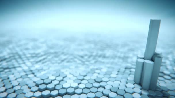 Abstract blauw futuristisch hexagonaal oppervlaktepatroon, honingraat met offset effect. — Stockvideo