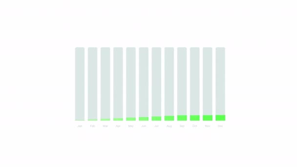 Beautiful 3D animation of rising green bar graph — Stock Video