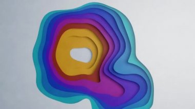 Renkli kağıt kesme dalgalarıyla üç boyutlu soyut arkaplan.