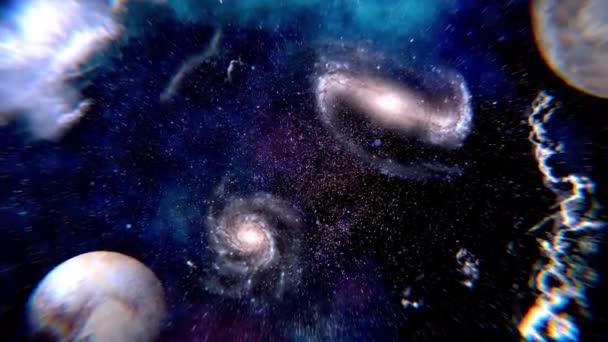 飞越恒星、行星和星云的动画 — 图库视频影像