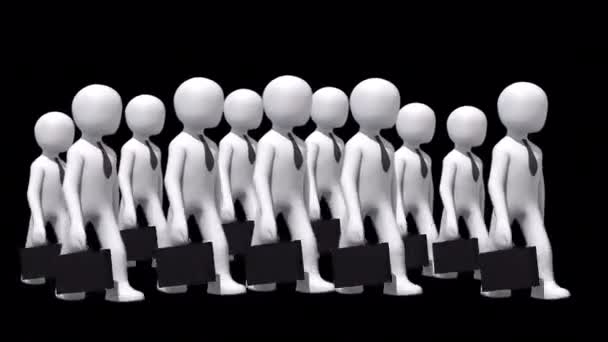 3d illustration of an business men abstract characters walking — Stock Video