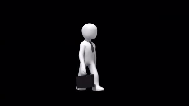 3d illustration of an business man abstract character walking — Stock Video