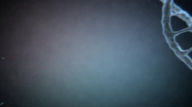 Koyu mavi arkaplanda soyut DNA 3D canlandırması.