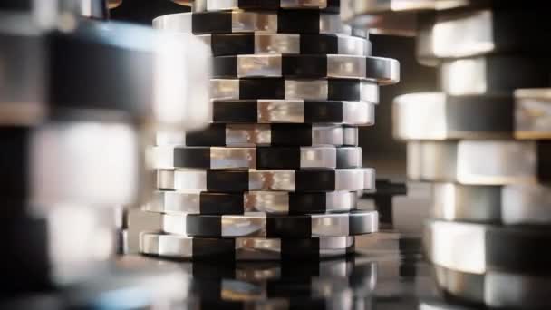 3D vykreslování detailního záběru žetonů kasina — Stock video