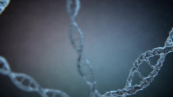 Animación 3D de ADN abstracto sobre fondo azul oscuro. — Vídeos de Stock