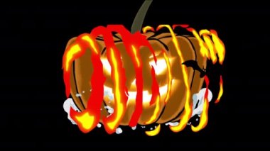 Şeytani bir Jack O Lantern ile Cadılar Bayramı 'nın 3 boyutlu görüntüsü.