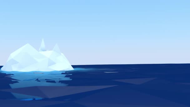 Single iceberg in deep blue water. 3D computer rendering landscape animation. — Stock Video