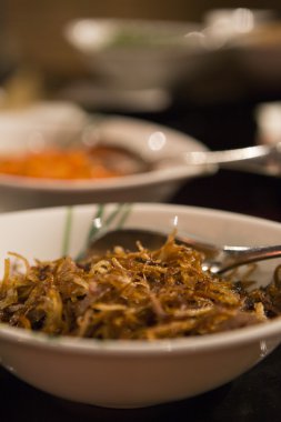 Wok ingredients at Asian restaurant
