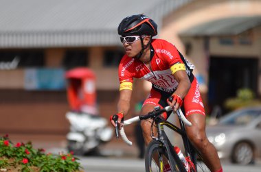 Kuantan - 12 Mart: tanımlanamayan bisikletçiler eylem aşamasında beş 2015 Le Tour de Langkawi (Ltdl) üzerinde 12 Mart 2015 yılında Kuantan, Pahang, Malezya.