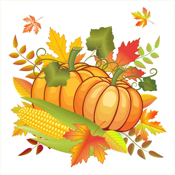 Happy Thanksgiving Day Celebration Concept Pumpkins Orn Leaf Decoration Background — Stock Photo, Image