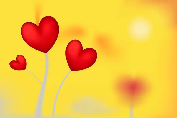 Fiori Cuore Sfondo Giallo Biglietto Auguri San Valentino San Valentino — Foto Stock