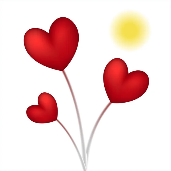Hjärtat Blommor Vit Bakgrund Design Gratulationskort Alla Hjärtans Dag Valentine — Stock vektor
