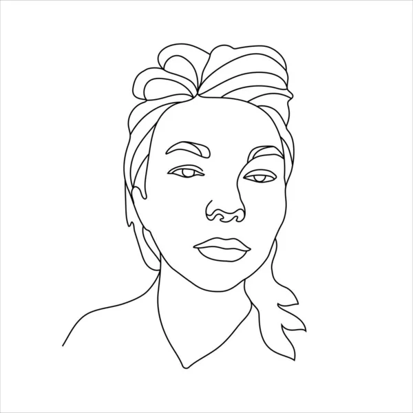 Umriss Des Schönen Mädchengesichts Minimalistische Schwarz Weiß Zeichnung Logo Für — Stockfoto