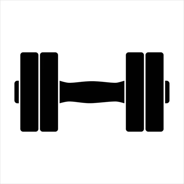 Dumbbell Icon Flat Design Black Silhouette Vector Drawing Isolated Dumbbell — Stock Vector