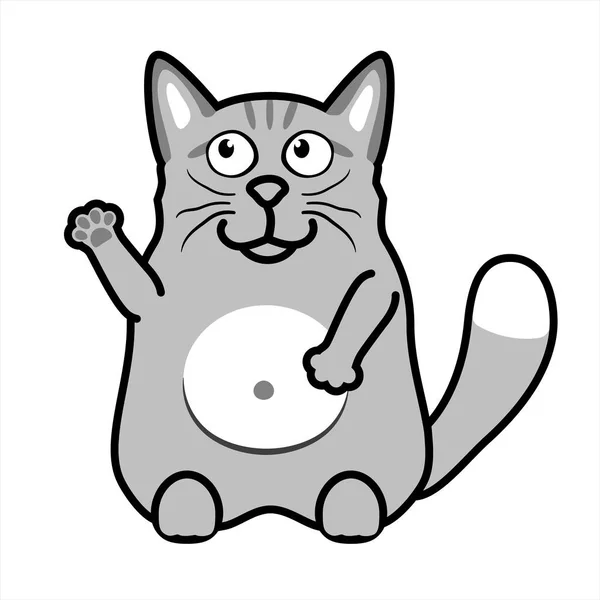 Gato Gordo Divertido Patas Traseras Para Diseño Tarjetas Felicitación Camiseta — Vector de stock