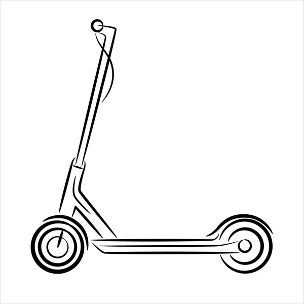 Beyaz Arka Planda Elektrikli Scooter Silueti Araç Simgeleri Görünümü — Stok fotoğraf