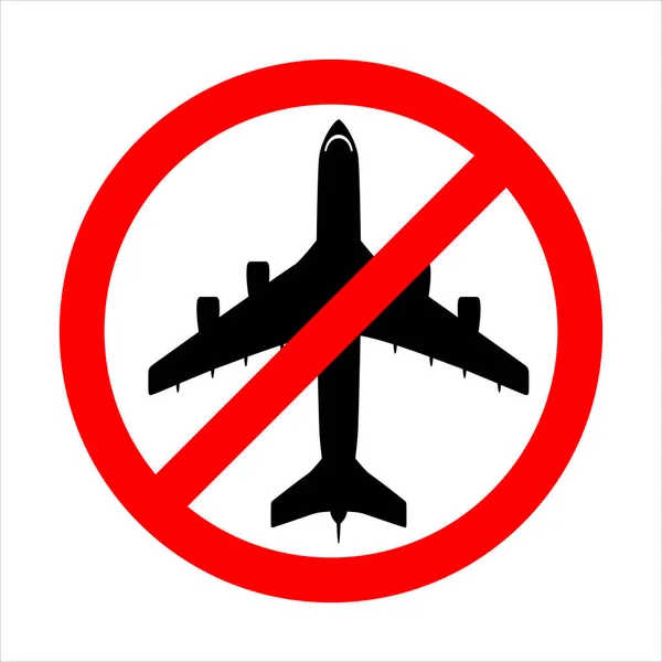 暂停空中交通的概念 别再飞了禁止签署飞机不得飞行 没有飞机标志 旅行图标 离境禁令的鲜明例证 因白人背景而被隔离 — 图库照片