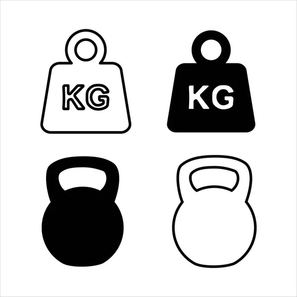 Set Van Eenvoudige Gewicht Silhouet Pictogram Kettlebell Pictogram Geïsoleerd Witte — Stockfoto