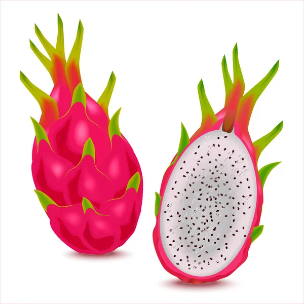 Finom Trópusi Gyümölcsök Pitaya Egészséges Életmód Vörös Sárkány Gyümölcs Fehér — Stock Fotó