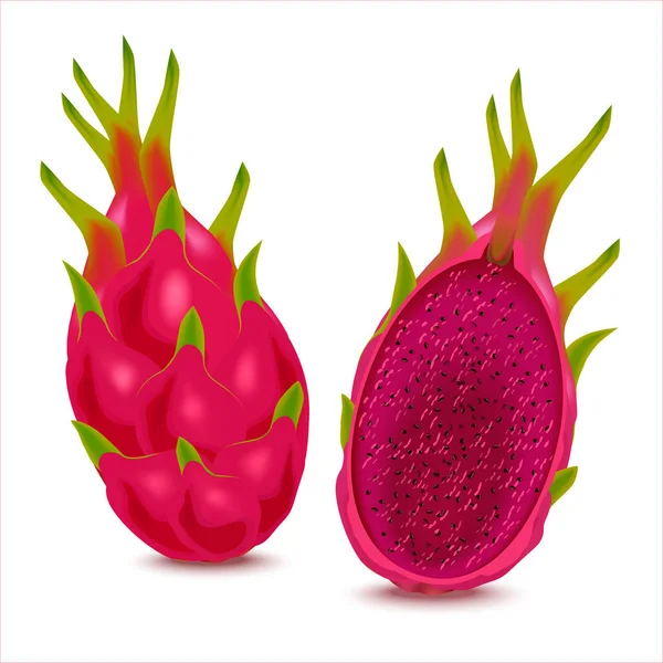 Deliciosas Frutas Tropicais Pitaya Para Estilo Vida Saudável Fruta Vermelha —  Vetores de Stock