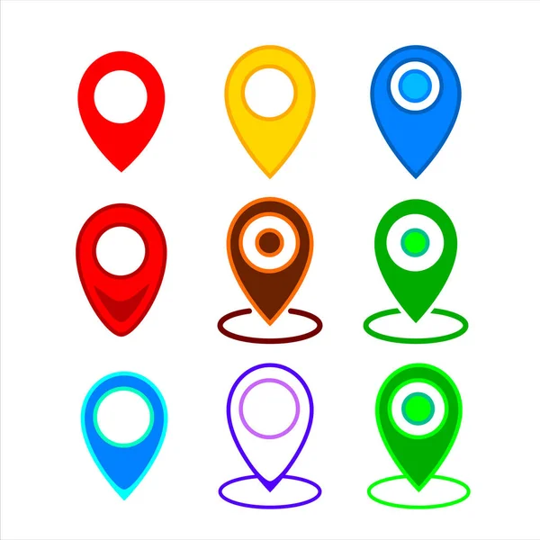 Set Colored Icons Simple Forms Point Location Map Pin Icon — Stock Photo, Image