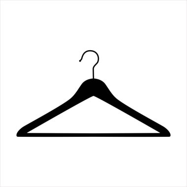 Elbise askısı siyah. Askı simgesi vektörü beyaz arkaplanda izole edildi.