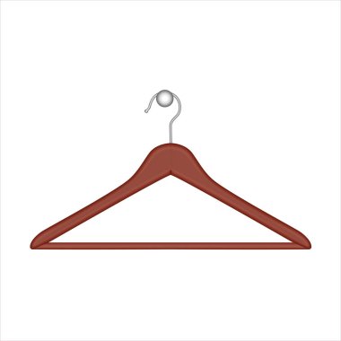 Beyaz arka planda ahşap elbise askısı. Gerçekçi vektör illüstrasyonu