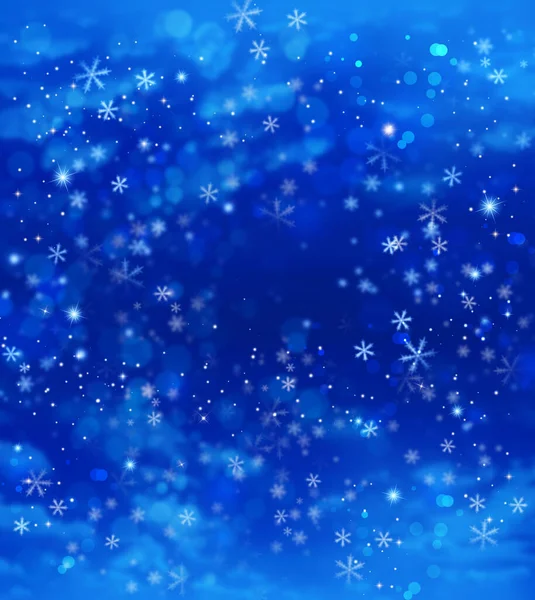 Noel Fantazisi Kar Taneleri Yıldızlı Kış Arkaplanı — Stok fotoğraf