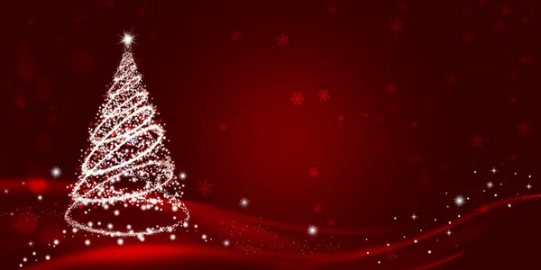 Ilustração Natal Com Árvore Natal Mágica Pequenos Flocos Neve Fundo — Fotografia de Stock